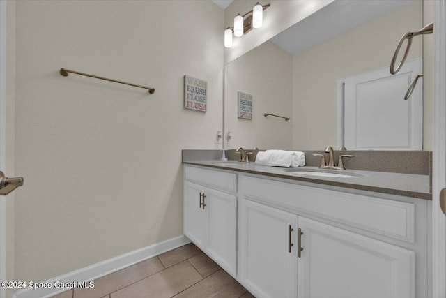 bathroom with tile patterned floors and vanity