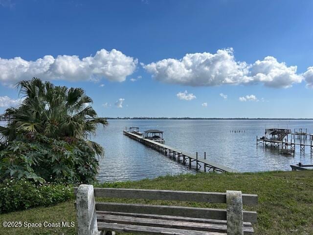 view of dock featuring a water view