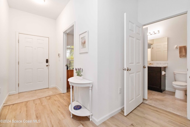 foyer entrance with wood-type flooring