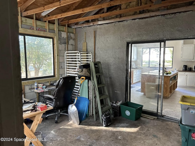 office featuring concrete flooring and a healthy amount of sunlight