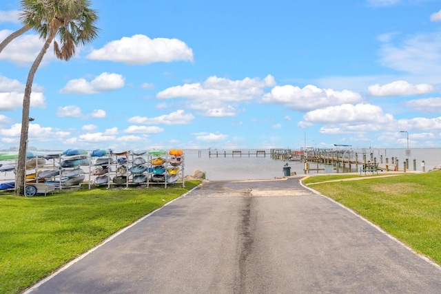 view of street featuring a water view