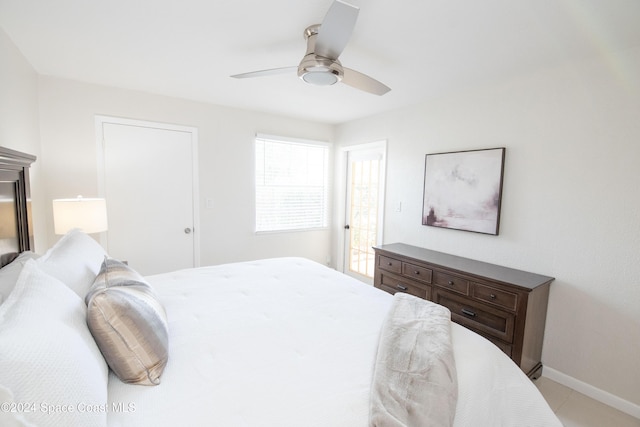 bedroom featuring ceiling fan