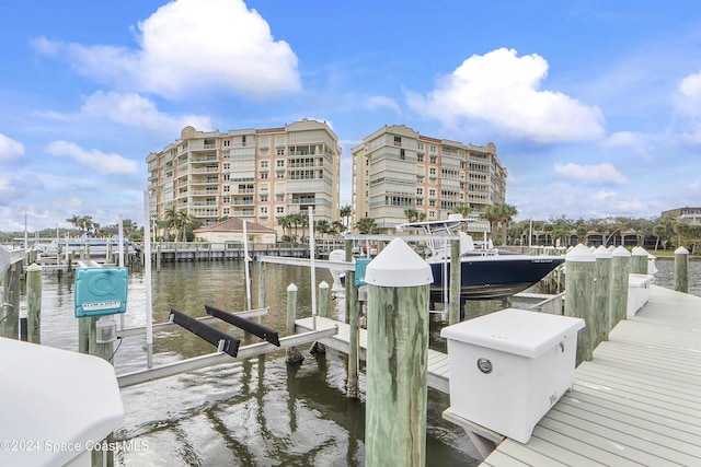 view of dock featuring a water view