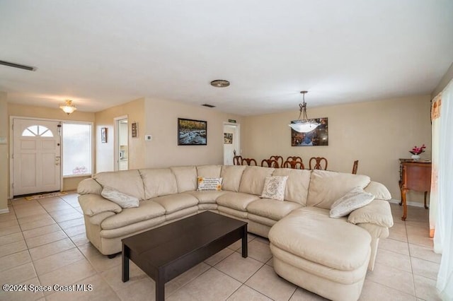 view of tiled living room