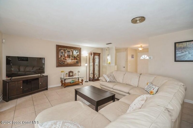 view of tiled living room