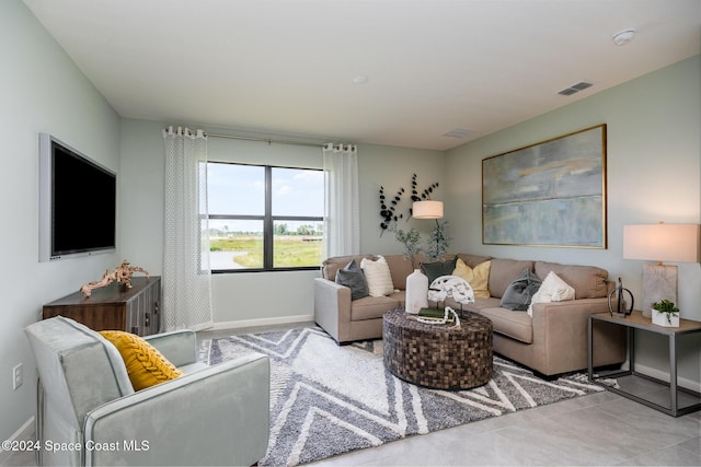 view of tiled living room