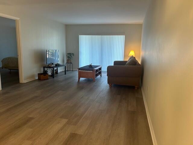 living room featuring dark hardwood / wood-style floors