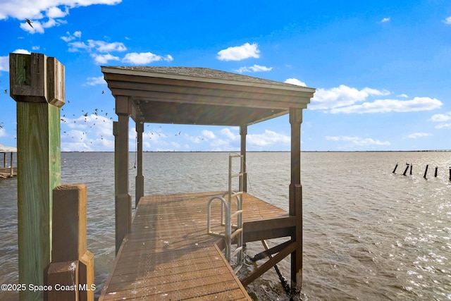 dock area featuring a water view