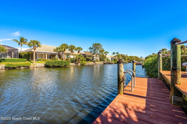 view of dock featuring a water view