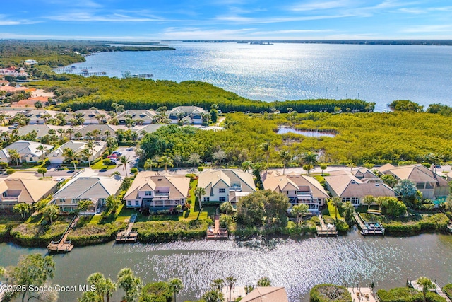 bird's eye view featuring a water view