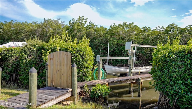 exterior space featuring a dock