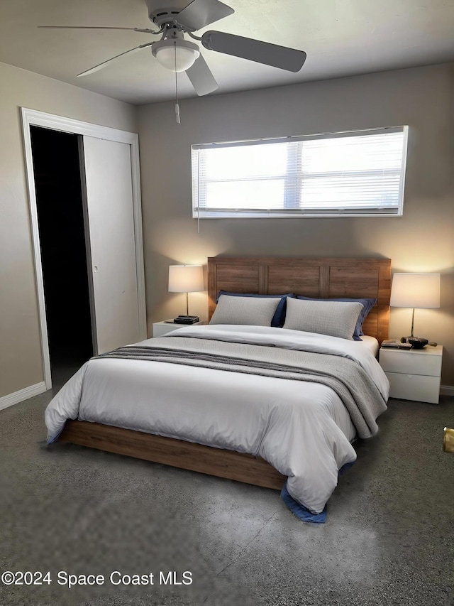 bedroom with a closet and ceiling fan