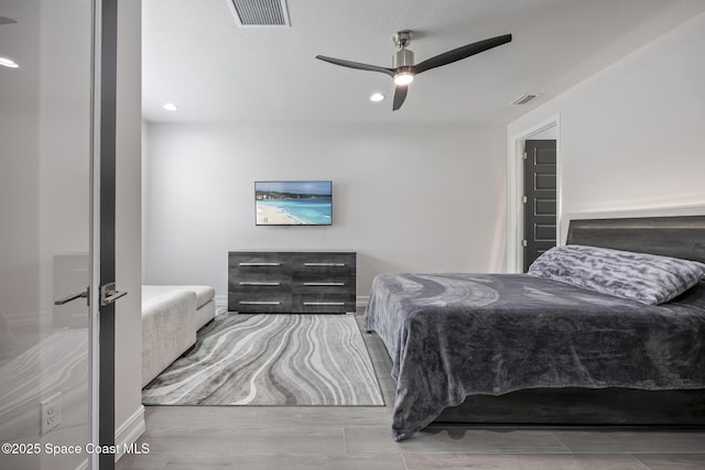 bedroom featuring ceiling fan