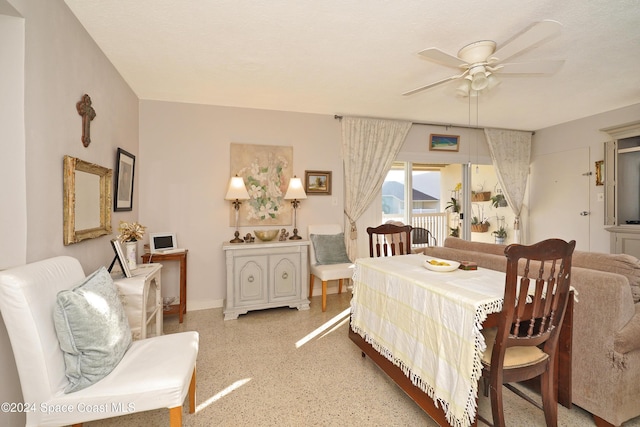 dining area with ceiling fan