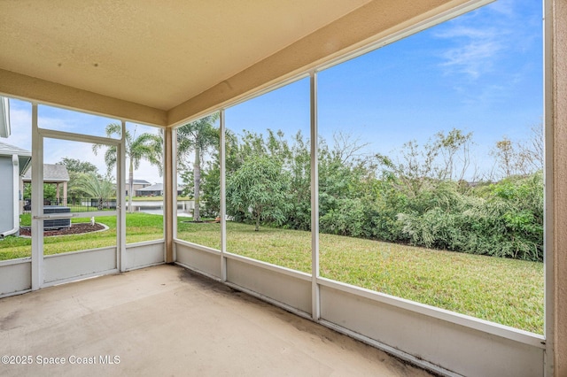 view of unfurnished sunroom