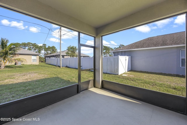 view of unfurnished sunroom