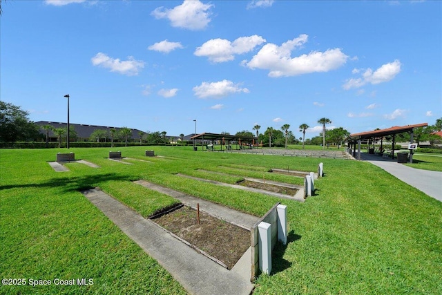 view of property's community featuring a yard