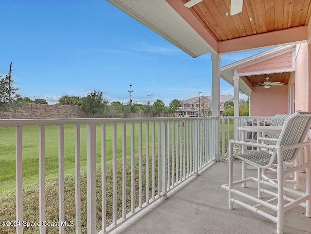 balcony with ceiling fan