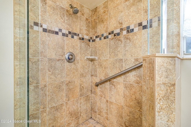 interior details featuring tiled shower