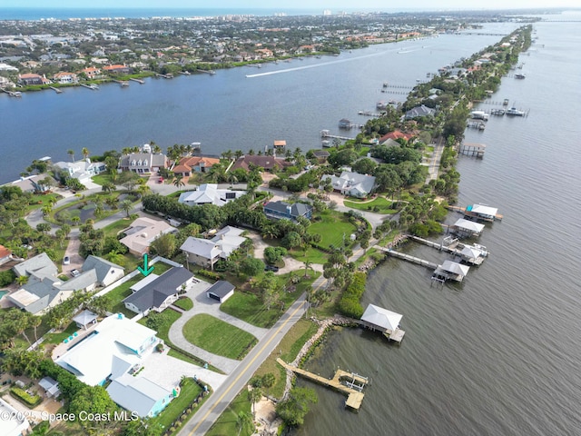 bird's eye view featuring a water view