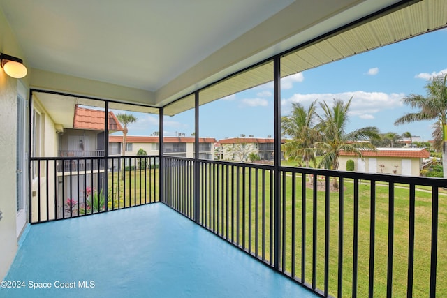 view of unfurnished sunroom