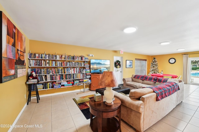 view of tiled living room