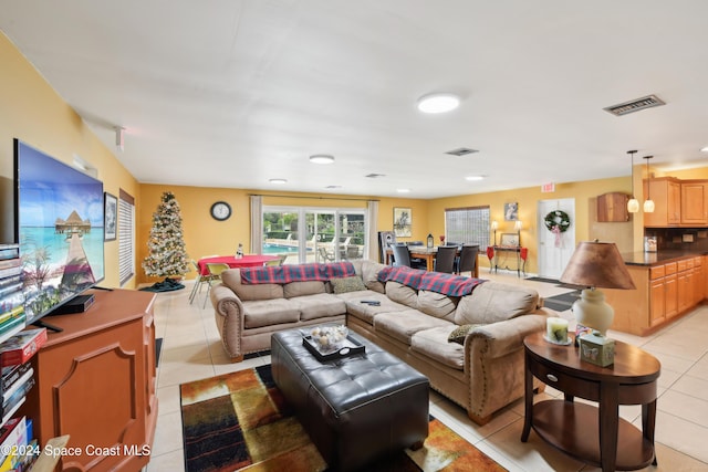 view of tiled living room