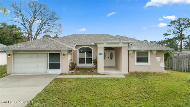 view of front of house featuring a garage and a front yard