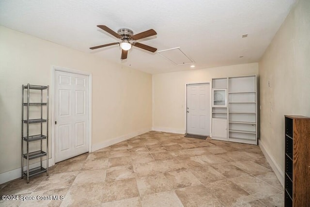 unfurnished bedroom with ceiling fan