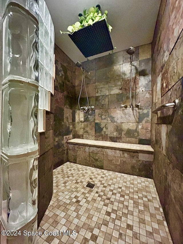 bathroom with tiled shower