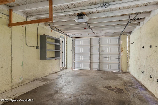 garage with a garage door opener