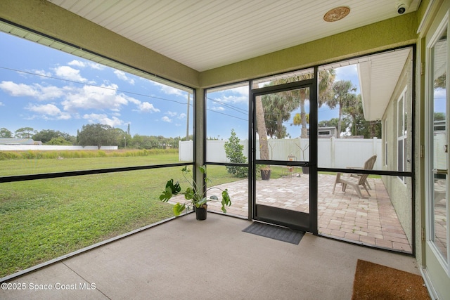 view of unfurnished sunroom