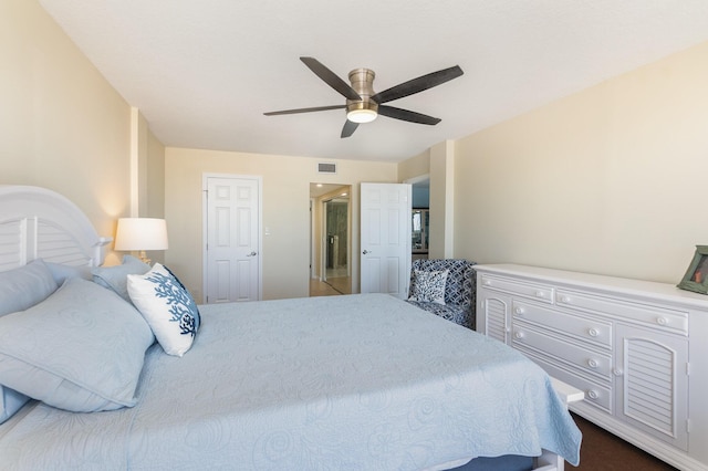 bedroom featuring ceiling fan