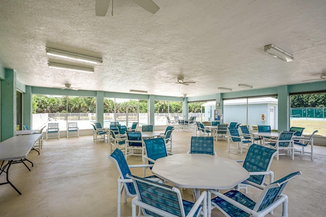 view of patio featuring ceiling fan