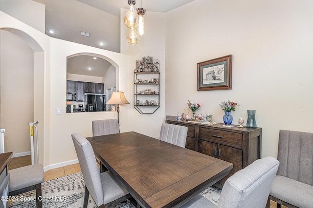 view of tiled dining room