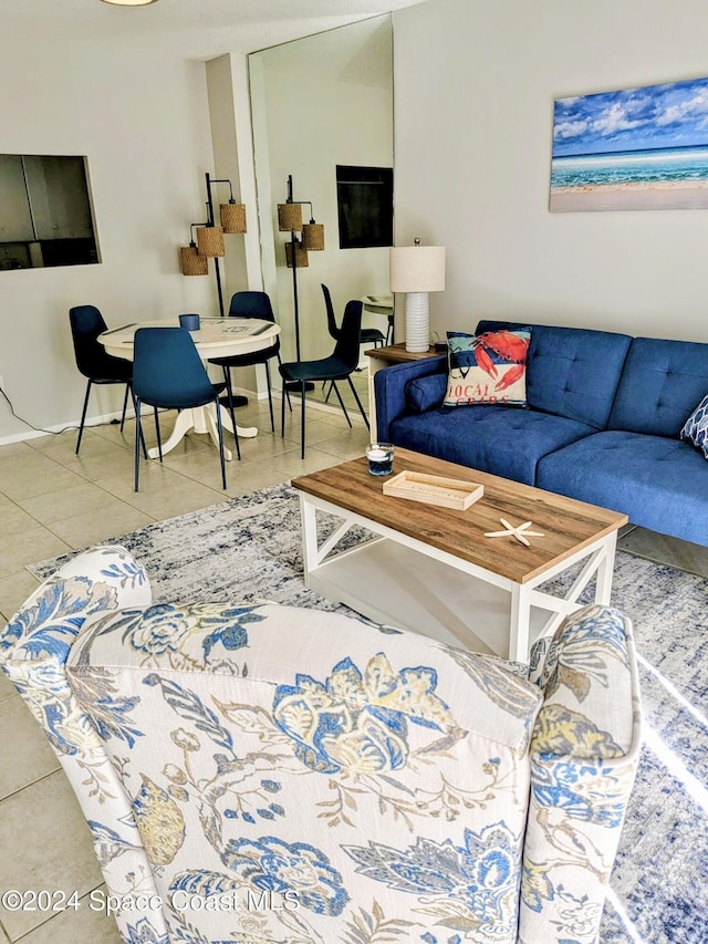 view of tiled living room