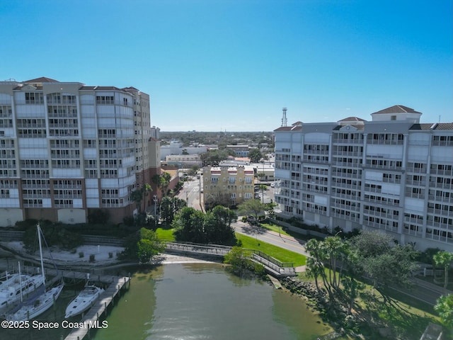 city view with a water view