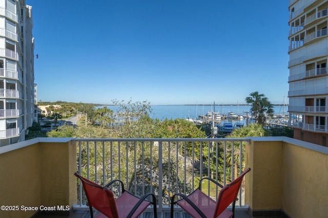 balcony with a water view