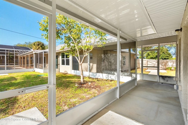 view of unfurnished sunroom