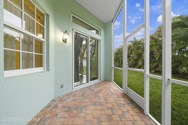 view of unfurnished sunroom