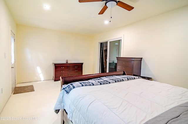 bedroom with carpet and ceiling fan