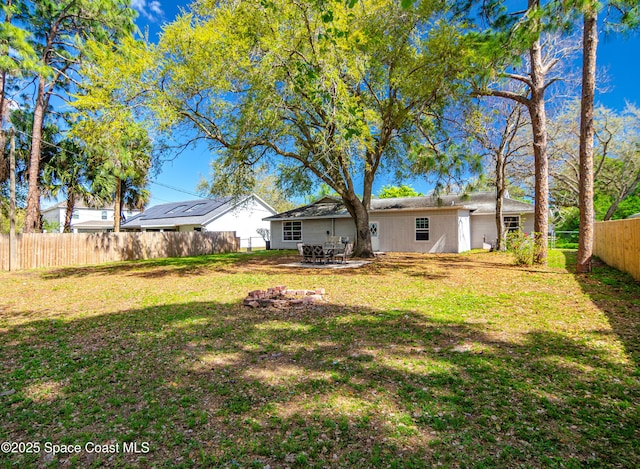 view of yard featuring a fenced backyard and a patio