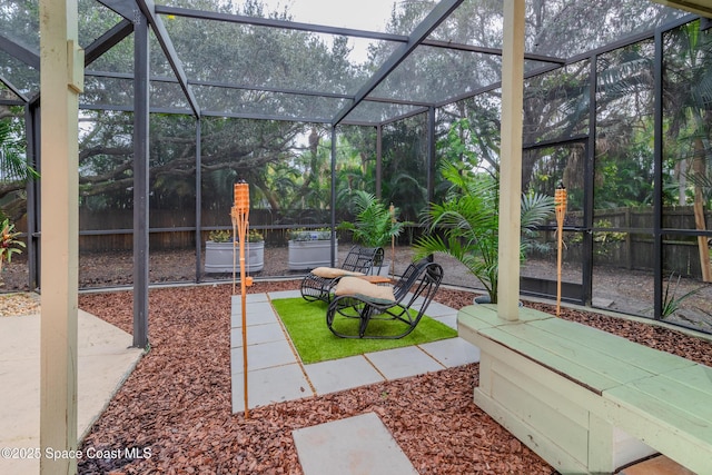 view of yard featuring a lanai