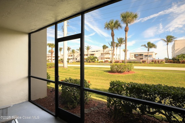 view of unfurnished sunroom