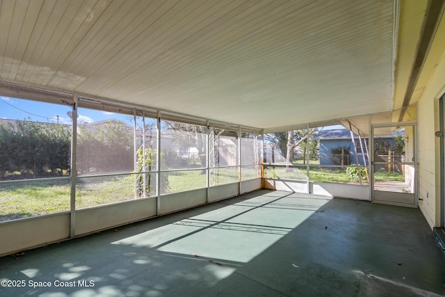 view of unfurnished sunroom