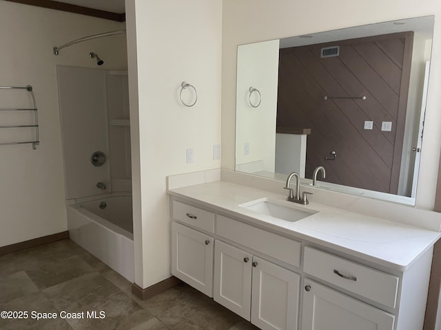 bathroom with vanity and shower / bathtub combination