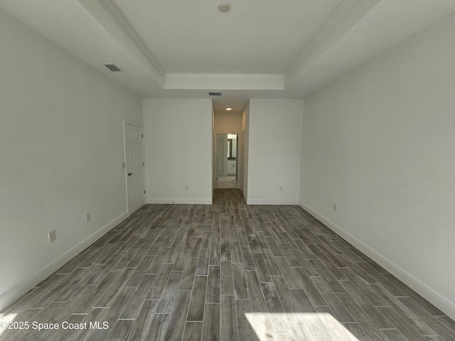 unfurnished room featuring a tray ceiling