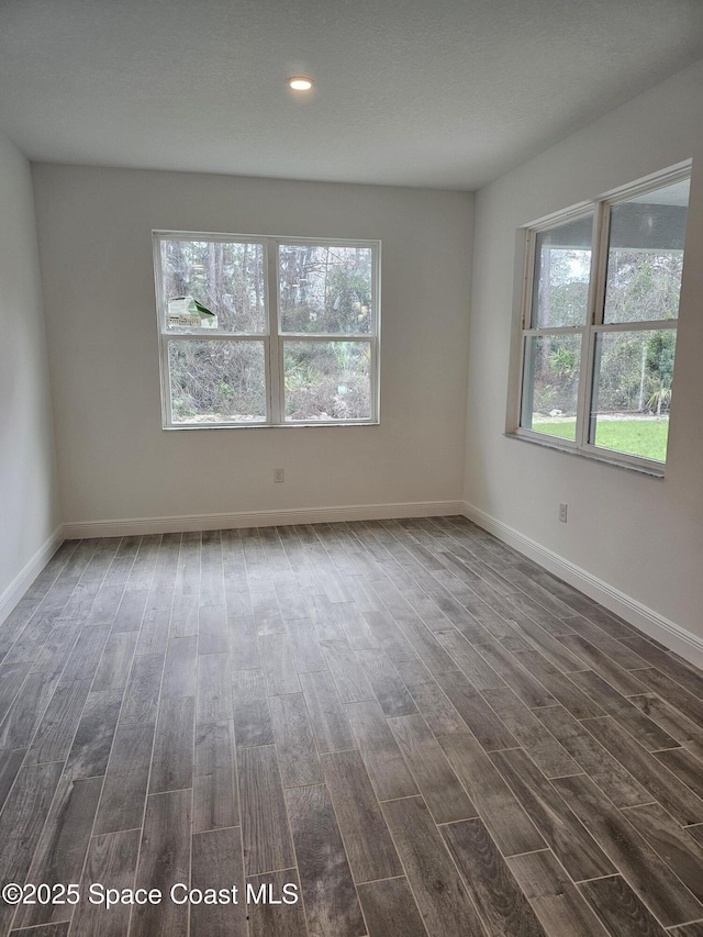 spare room featuring dark wood-type flooring