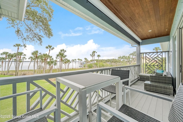 balcony with a water view