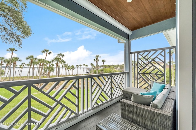 balcony with a water view